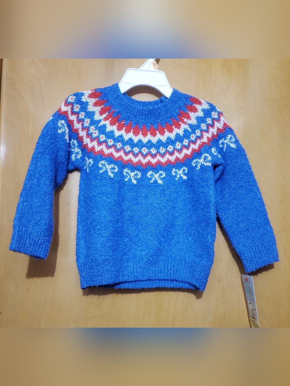 Cat & Jack Blue Sweater with Red and White Accents
